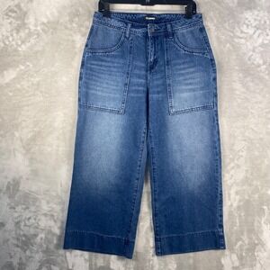 Flamingo Women's Wide Leg Cropped Jeans Blue Denim Size Medium